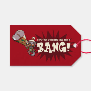 Grappige Bush Baby Kerstbonbon Met Knal Stripfiguu Cadeaulabel