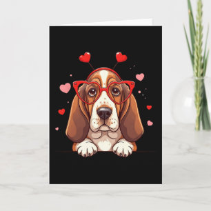Grappige Bysset Hound Hoofdband Hart Valentijnsdag Kaart