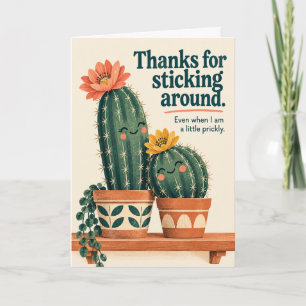 Grappige Cactus Bedankt voor het blijven hangen Vr Kaart