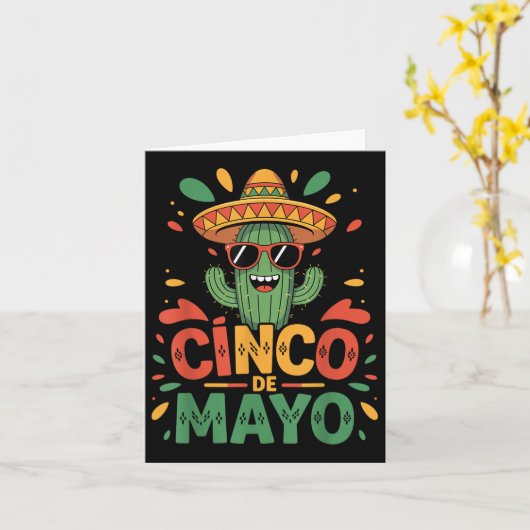 Grappige Cactus en Sombrero Cinco de Mayo Cactus S Kaart (Gele Bloem)