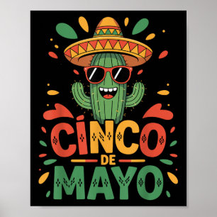 Grappige Cactus en Sombrero Cinco de Mayo Cactus S Poster