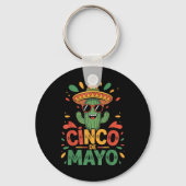 Grappige Cactus en Sombrero Cinco de Mayo Cactus S Sleutelhanger (Voorkant)