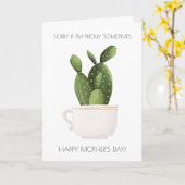 Grappige Cactus Moederdag Kaart (Gele Bloem)