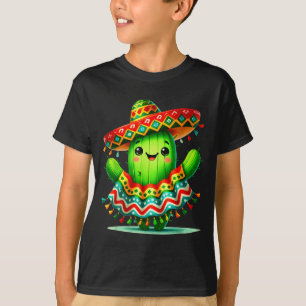 Grappige cactus poncho cinco de mayo jongens kids t-shirt