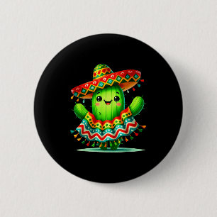 Grappige cactus poncho cinco de mayo jongens kinde ronde button 5,7 cm