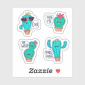 Grappige cactus sticker set (Vel)