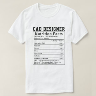 Grappige CAD-ontwerper voedingsfeiten tech werknem T-shirt