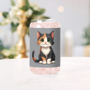 Grappige Calico Kitten met Cattitude Blikvorm Glas