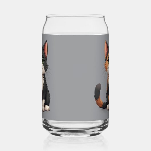 Grappige Calico Kitten met Cattitude Blikvorm Glas (Rechts)