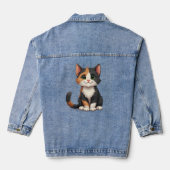 Grappige Calico Kitten met Cattitude Denim Jacket (Achterkant)