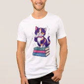 Grappige Calico Kitten met Polka-Dot Bow Tri-Blend Shirt (Voorkant)