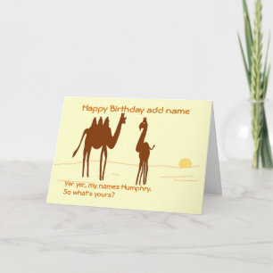 Grappige Camel Verjaardagskaart voeg voornaam toe. Kaart