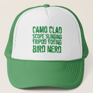 Grappige camo beklede statief die vogel nerd trucker pet
