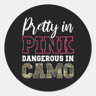Grappige Camo Jagen Roze Graphic voor vrouwen en m Ronde Sticker