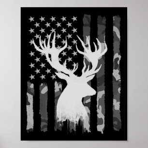 Grappige camouflage Amerikaanse vlag Whitetail Buc Poster