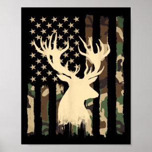 Grappige camouflage Amerikaanse vlag Whitetail Buc Poster