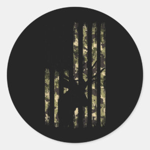 Grappige camouflage Amerikaanse vlag Whitetail Buc Ronde Sticker
