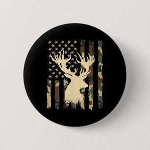 Grappige camouflage USA-vlag witstaarthert jacht Ronde Button 5,7 Cm