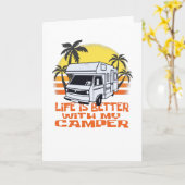 Grappige Camper Caravan - Kampeerwagen Kaart (Gele Bloem)