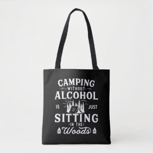 Grappige camper slogan camping drink gezegden draagtas