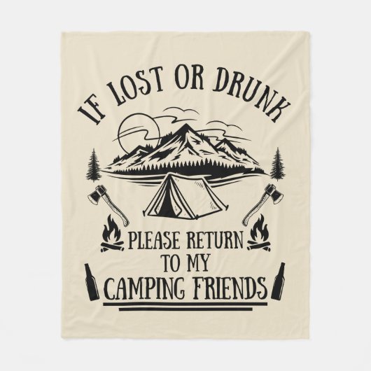 Grappige camper slogan camping drink gezegden fleece deken (Voorkant)