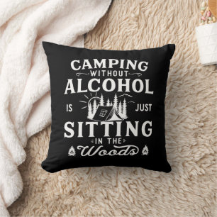 Grappige camper slogan camping drink gezegden kussen