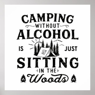 Grappige camper slogan camping drink gezegden poster