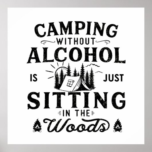 Grappige camper slogan camping drink gezegden poster (Voorkant)