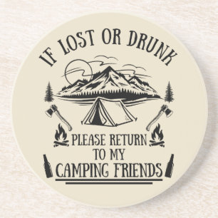Grappige camper slogan camping drink gezegden zandsteen onderzetter