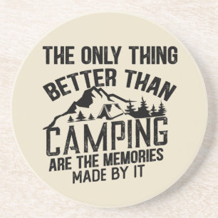 Grappige camper slogan zomer camping citaten zandsteen onderzetter
