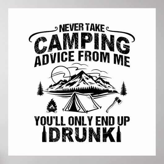 Grappige camping drink gezegden poster (Voorkant)