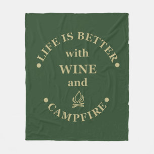 Grappige camping en wijn gezegden fleece deken