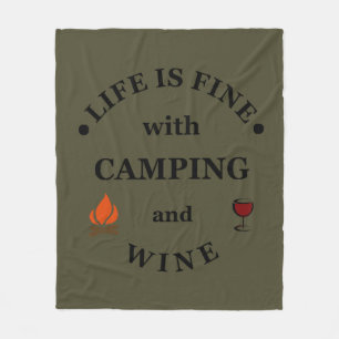 Grappige camping en wijn gezegden fleece deken