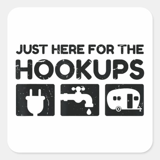 Grappige Camping RV Caravan camper hier net voor T Vierkante Sticker (Voorkant)