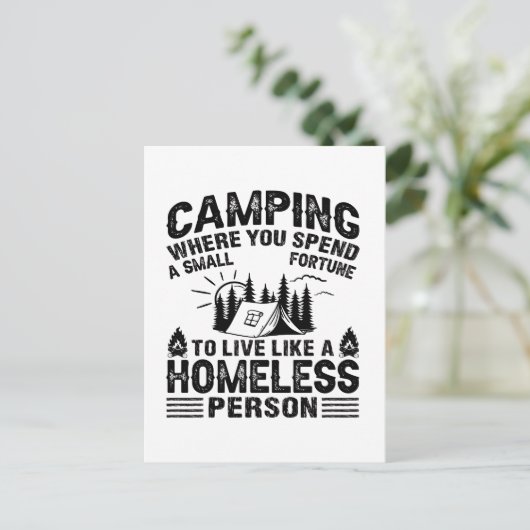Grappige camping spreuken briefkaart (Staand voorkant)