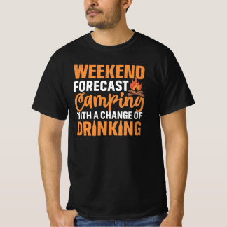 Grappige camping weersvoorspelling t-shirt