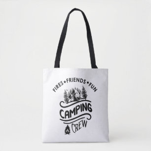 Grappige campingcrew slogan camper vrienden draagtas