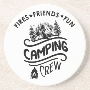 Grappige campingcrew slogan camper vrienden zandsteen onderzetter