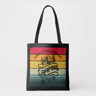 Grappige campingcrew slogan fun camper vrienden draagtas