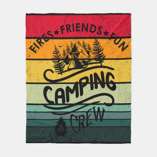 Grappige campingcrew slogan fun camper vrienden fleece deken (Voorkant)
