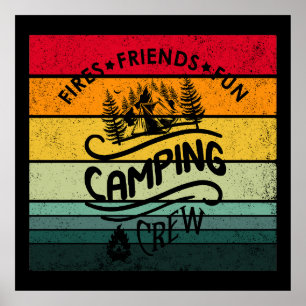 Grappige campingcrew slogan fun camper vrienden poster