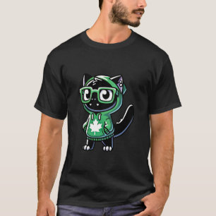 Grappige Canada Day Kaiju Kat T-rex Canadese Vlag T-shirt