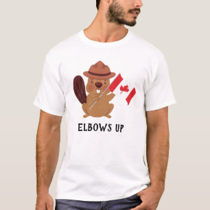 Grappige Canadese Bever "Elbows Up" Patriottisch T-shirt