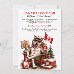 Grappige Canadese wolf Canada Day achtertuin BBQ-f Kaart