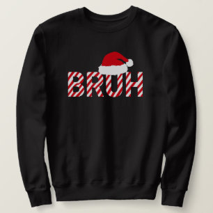 Grappige Candy Cane "BRUH" Kerstman Hoed Trui