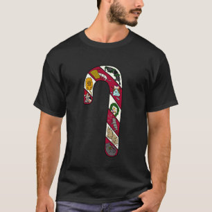 Grappige Candy Cane Kat Collage Kerstmis T-shirt