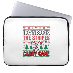 Grappige Candy Cane Kerst Trui Laptop Sleeve
