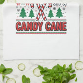Grappige Candy Cane Kersttrui Theedoek (Gevouwen)