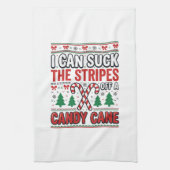 Grappige Candy Cane Kersttrui Theedoek (Verticaal)