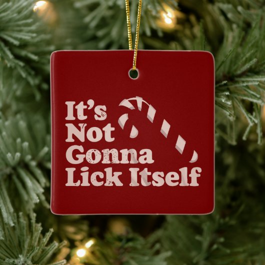 Grappige Candy Cane Lick Zichzelf Kerstmis Keramisch Ornament (Boom)